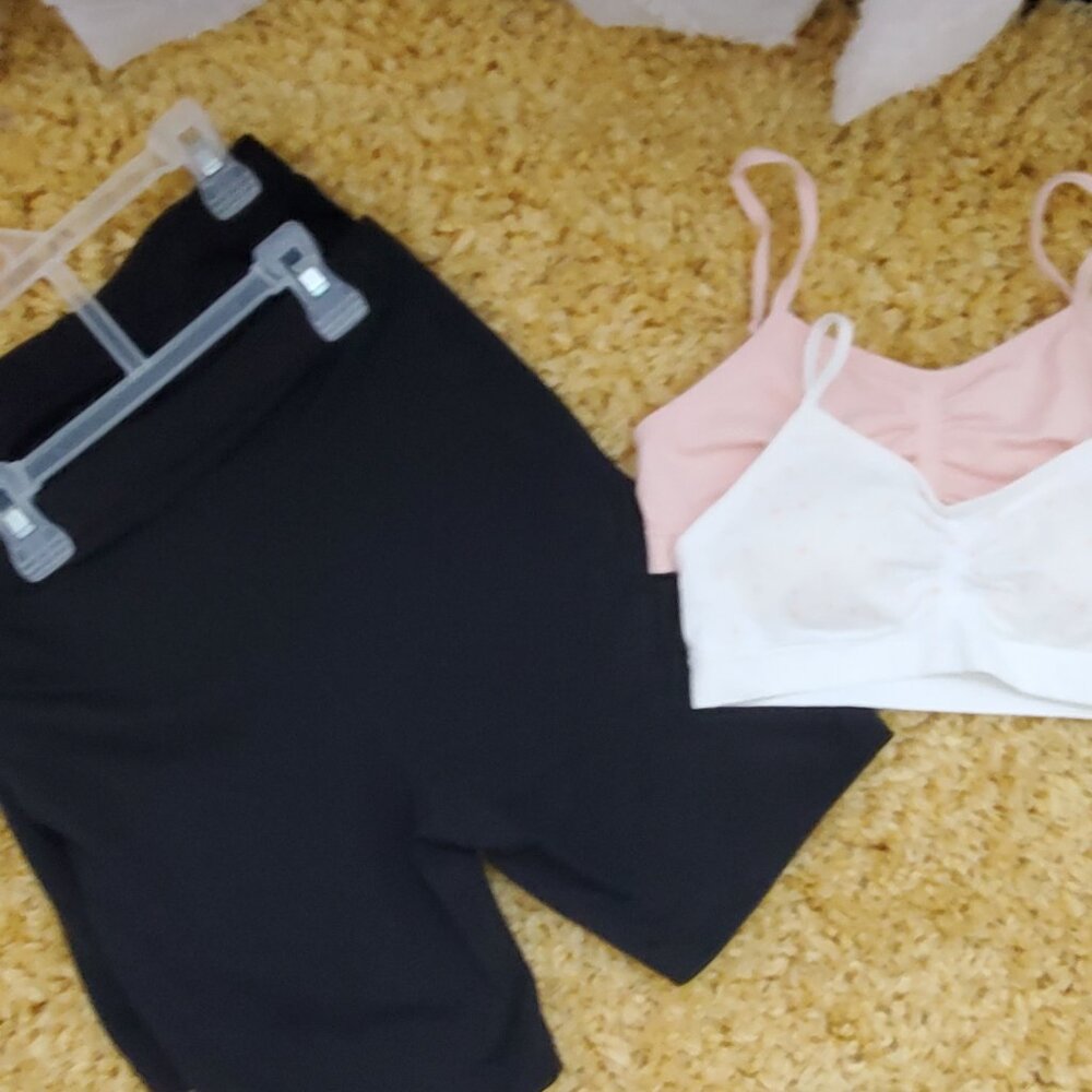 Wonder Nation Black Biker Shorts Girls Cotton (1 NWT) (1 wore) once & Bras *READ